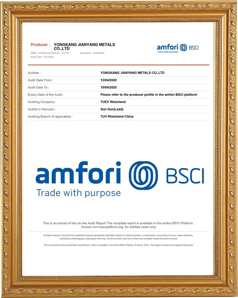 BSCI Certificate for Insulated Coffee Mug Manufacturer